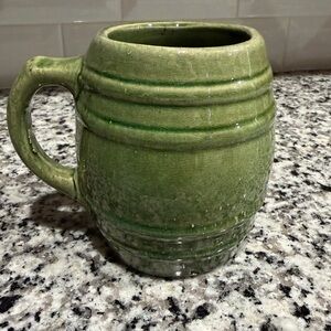Vintage McCoy pottery Green Ceramic Barrel Mug